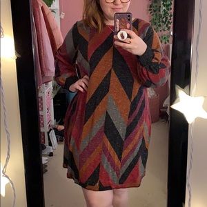 Warm toned glittery sweater dress